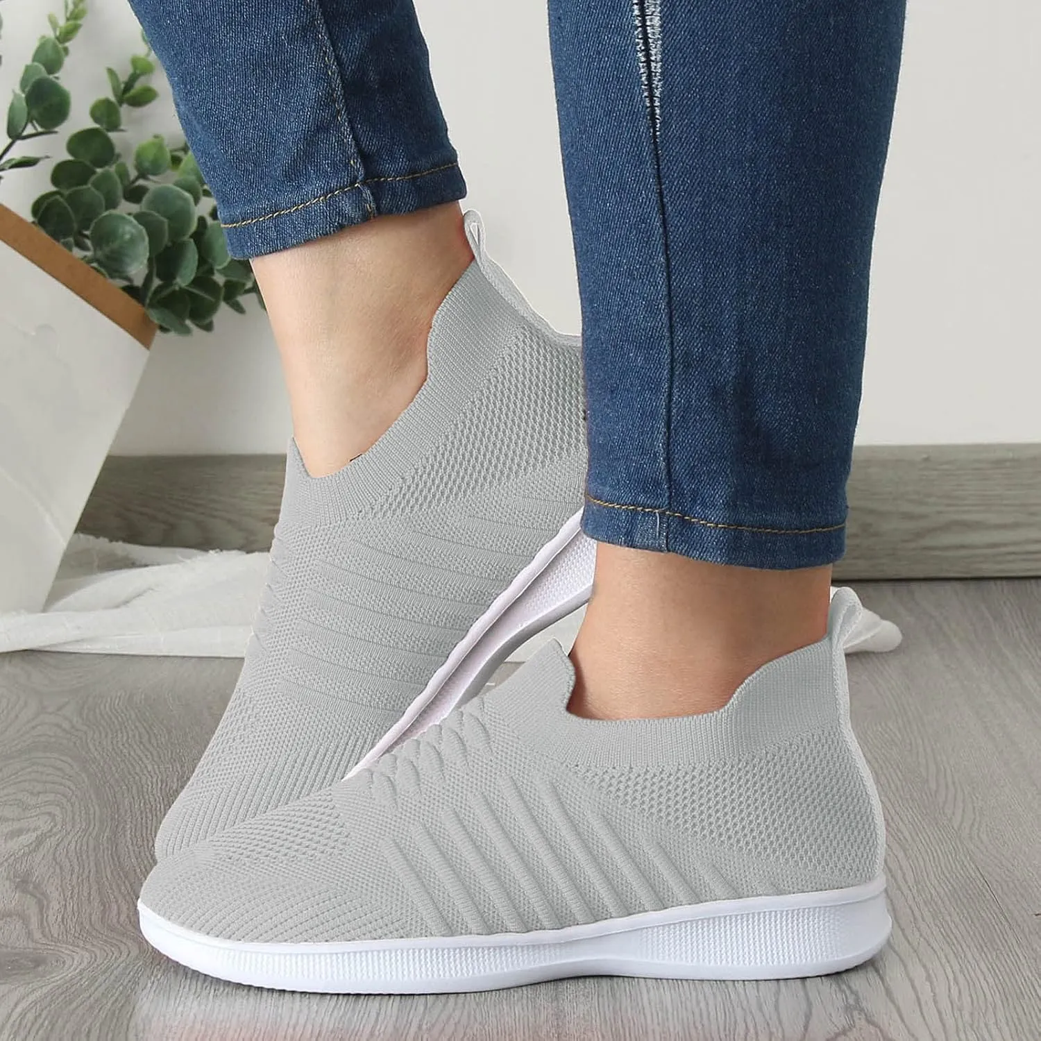 CsgrFagr Women Casual Shoes Fashionable Simple and Solid Color The New Pattern Summer Mesh Breathable Shoes Men Sneaker (Grey, 8)