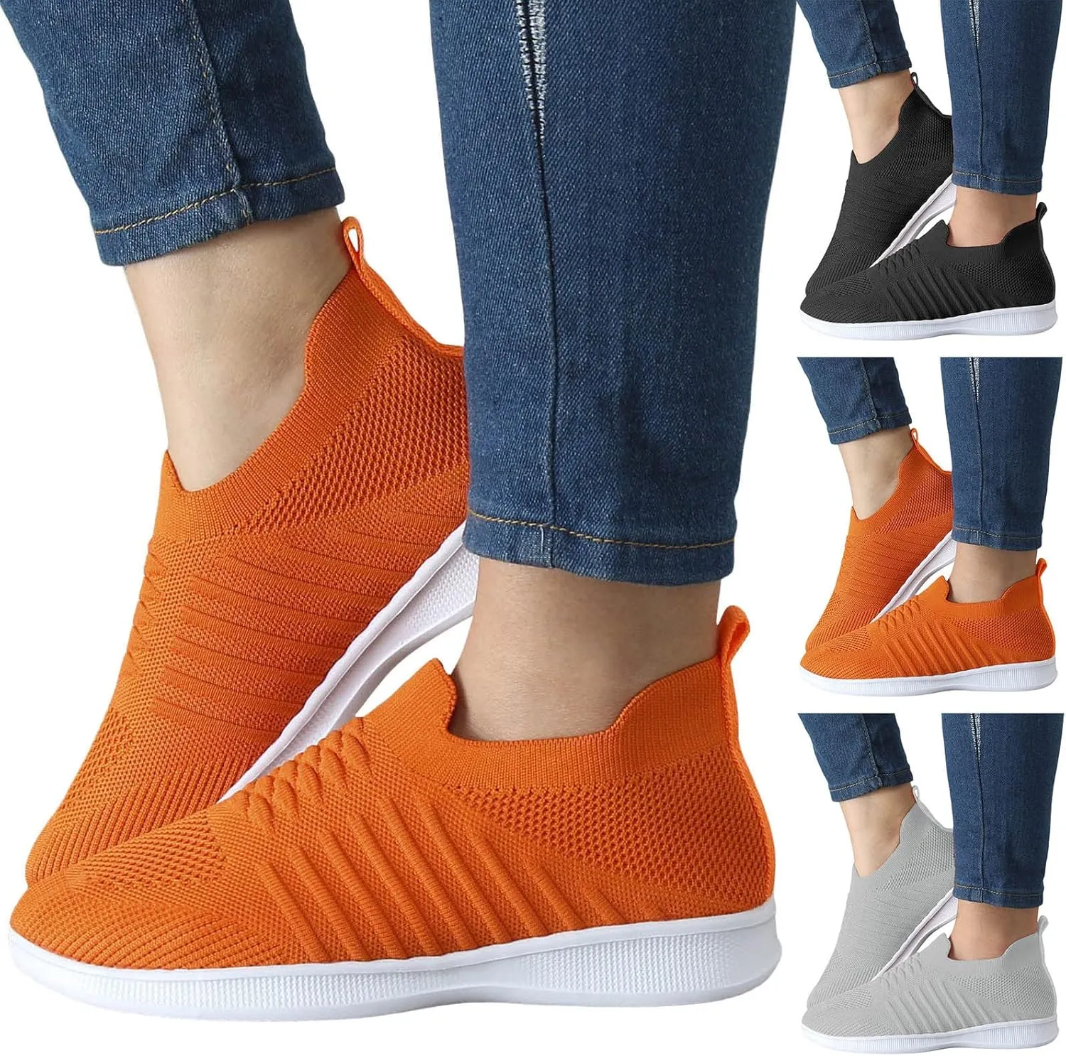 CsgrFagr Women Casual Shoes Fashionable Simple and Solid Color The New Pattern Summer Mesh Breathable Shoes Men Sneaker (Grey, 8)