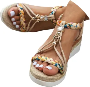Eduavar Sandals for Women 2025 Womens Sandals Arch Support Comfortable Casual Open Toe Bohemian Walking Summer Dressy Shoes