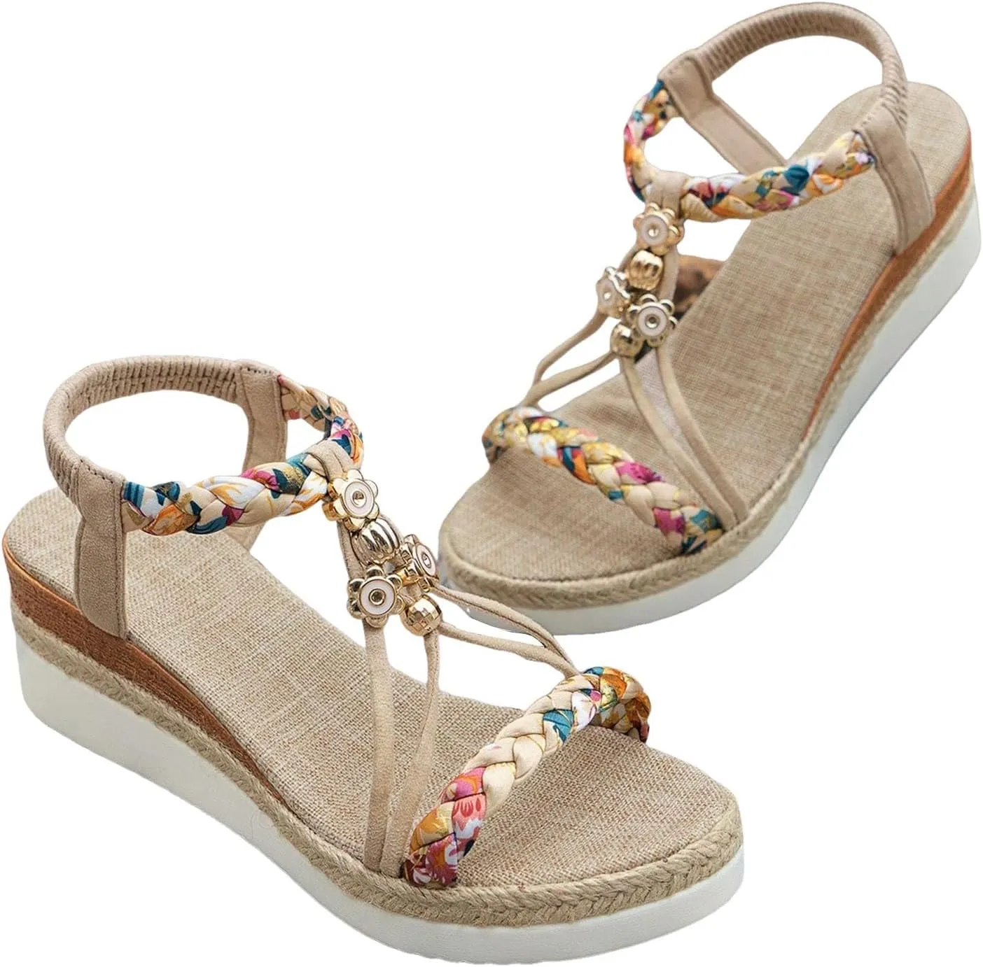 Eduavar Sandals for Women 2025 Womens Sandals Arch Support Comfortable Casual Open Toe Bohemian Walking Summer Dressy Shoes