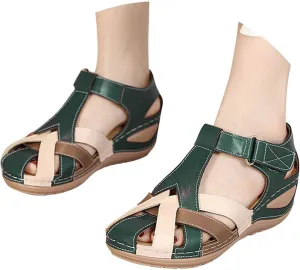 Eduavar Sandals Women Closed Toe Espadrilles Platform Wedge Heels with Adjustable Ankle Strap and Comfortable Cushion Insoles