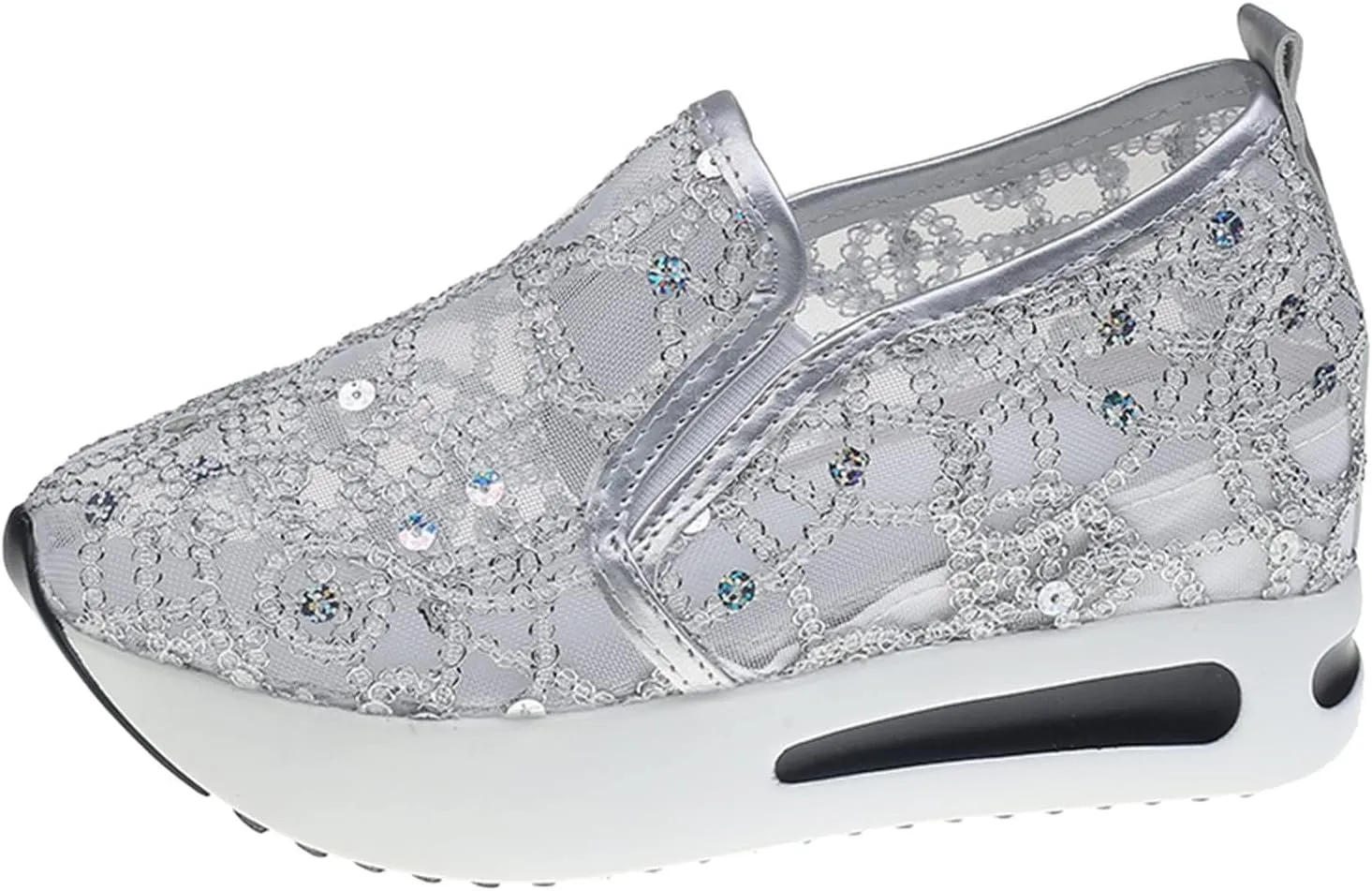 Embroidered Sneakers for Women See Through Mesh Breathable Shoes Comfortable Walking Sneakers Platform Chunky Loafers Casual Lightweight Shoes Beach Footwear 2025 Fashion