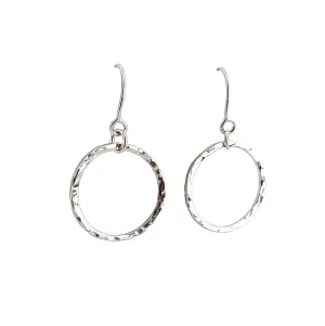 Empty Set Hoop Dangle Earrings, Small Hoops, Large Hoops, Hammered Silver Hoops, Silver Dangle Hoops, Silver Hoop Earrings, Minimalist Hoops (Small)