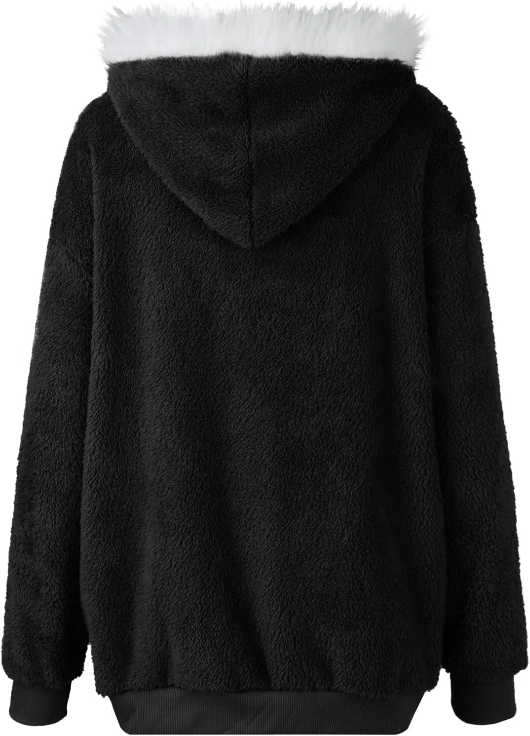 Fall Jackets For Women 2024 Casual Solid Color Loose Plush Zippered Hooded Jacket With Pockets