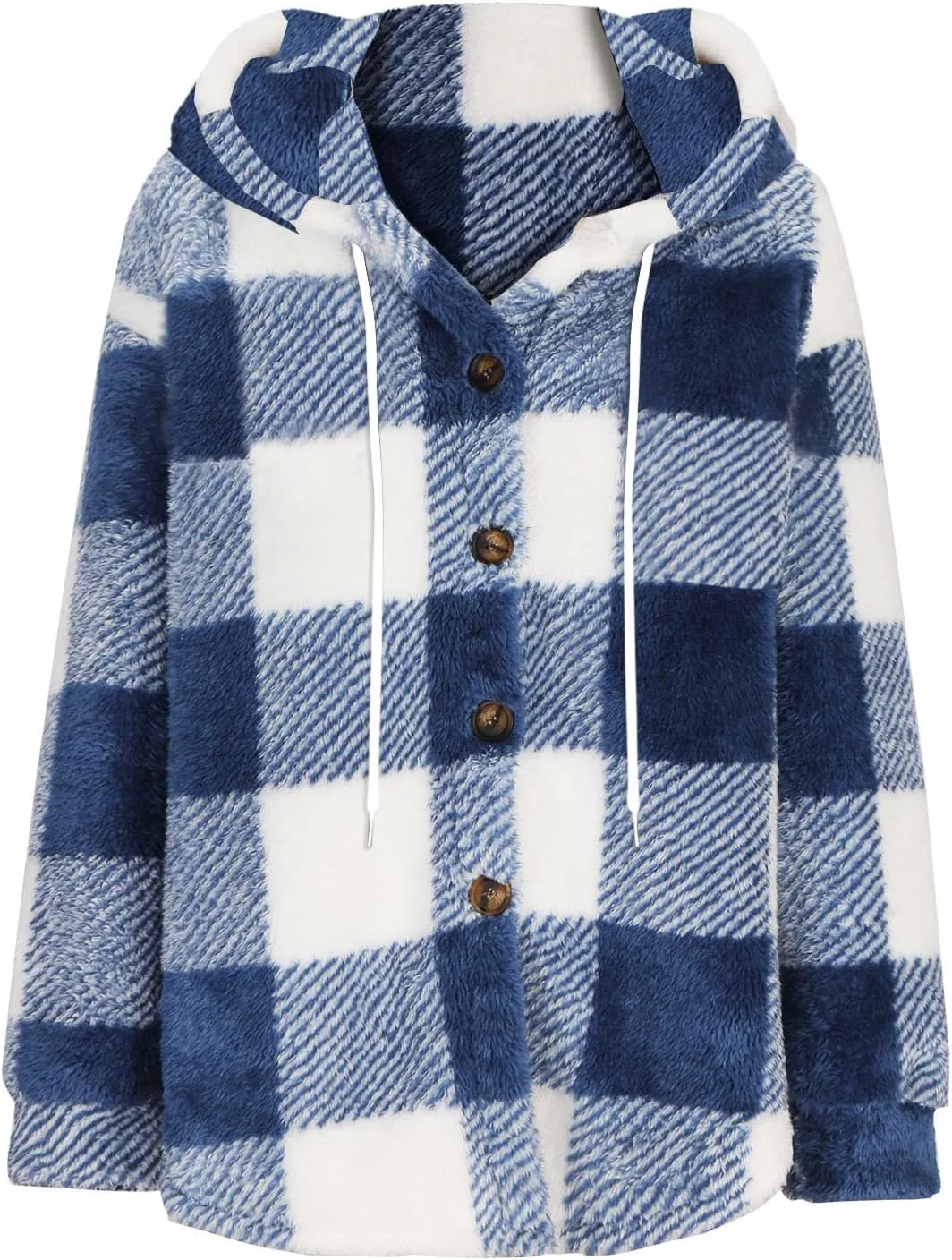 Fall Jackets for Women 2024 Plaid Shirts Casual Hoodie Jackets Long Sleeve Button Down Loose Fit Warm Winter Coats