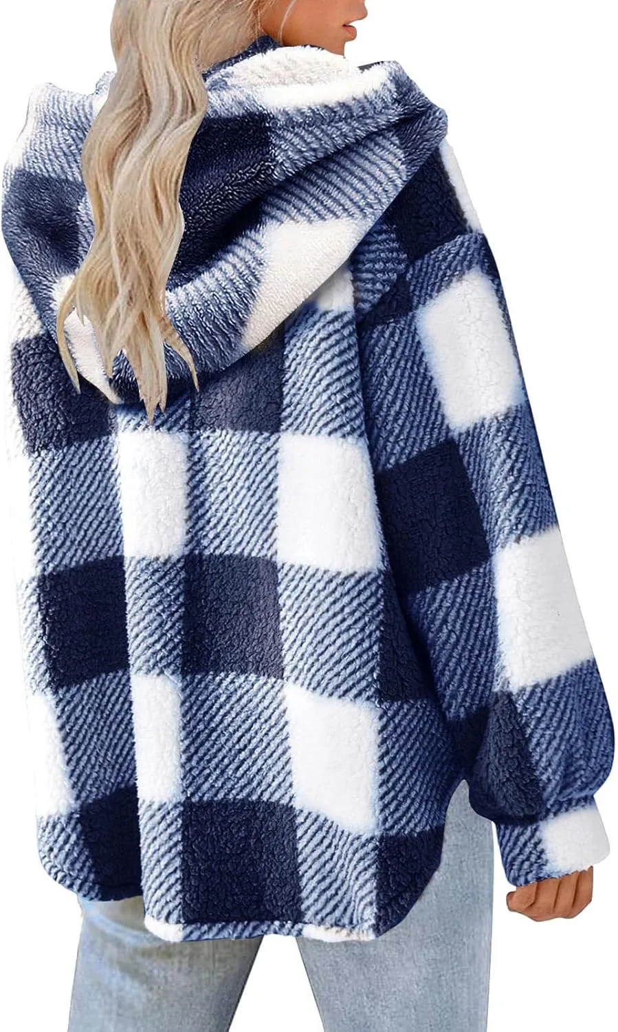 Fall Jackets for Women 2024 Plaid Shirts Casual Hoodie Jackets Long Sleeve Button Down Loose Fit Warm Winter Coats