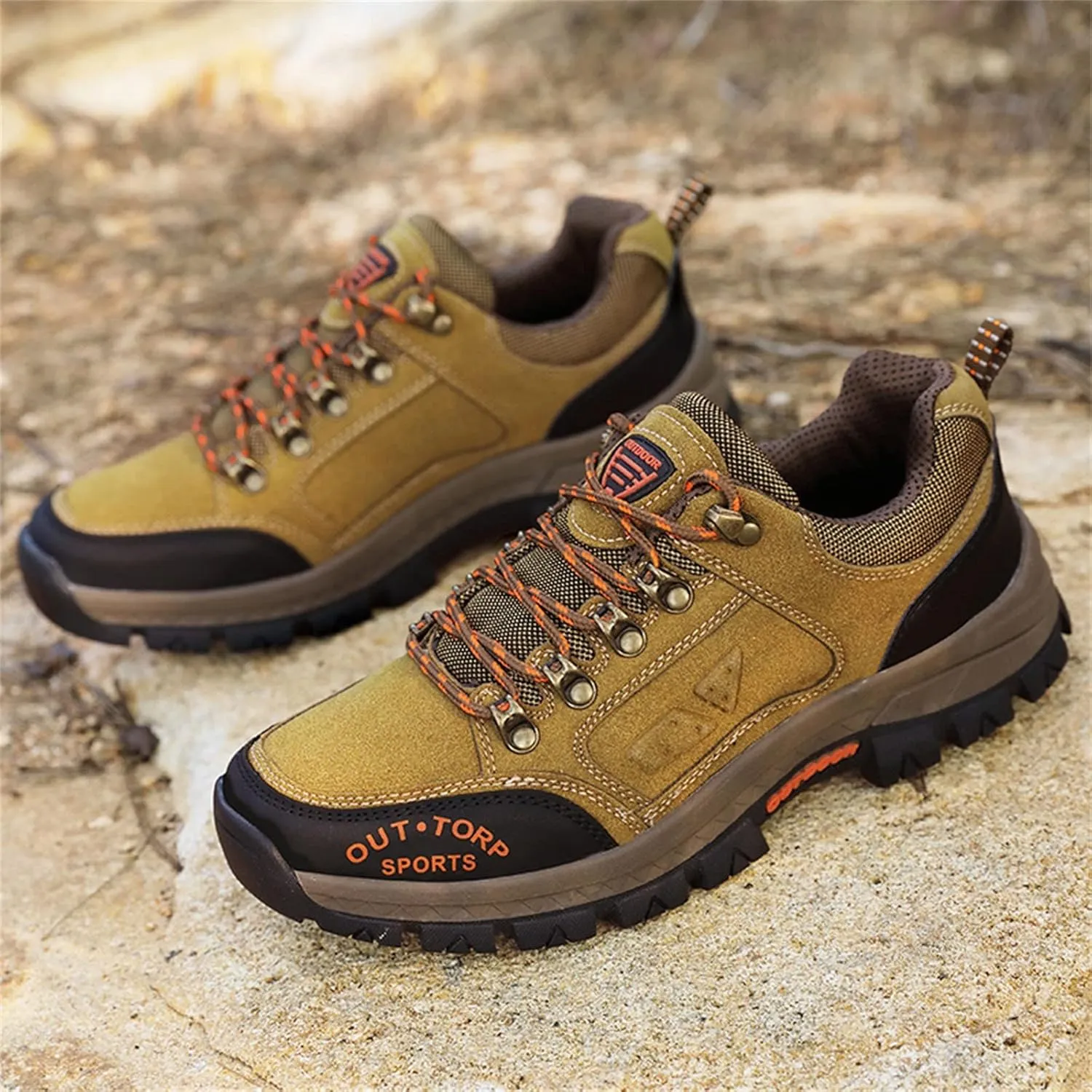 Fashion Four Seasons Men Hiking Shoes Flat Bottom Non Slip Lace Up Comfortable Classic Sneaker Men's