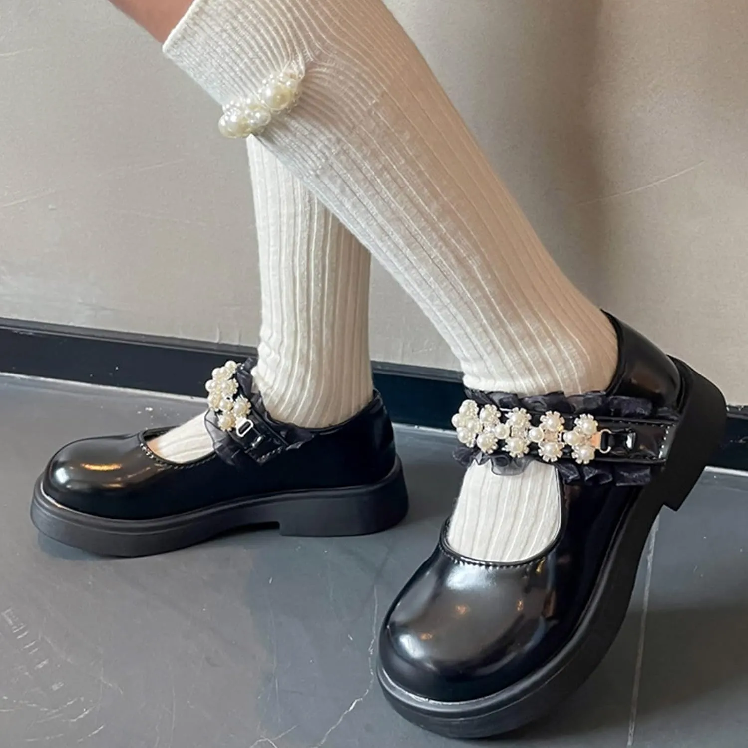 Fashion Spring and Summer Children Casual Shoes Girls Leather Shoes Dress Shoes Thick Soles Comfortable Neoprene Boots (Black, 2.5-3 Years Toddler)