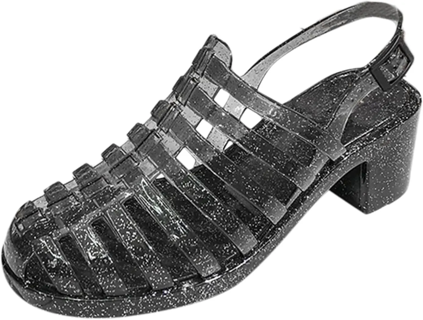 Fashionable Casual Women's Jelly Rain Boots Crystal Plastic Mid Heel Sandals All Wedge Sandals for Women