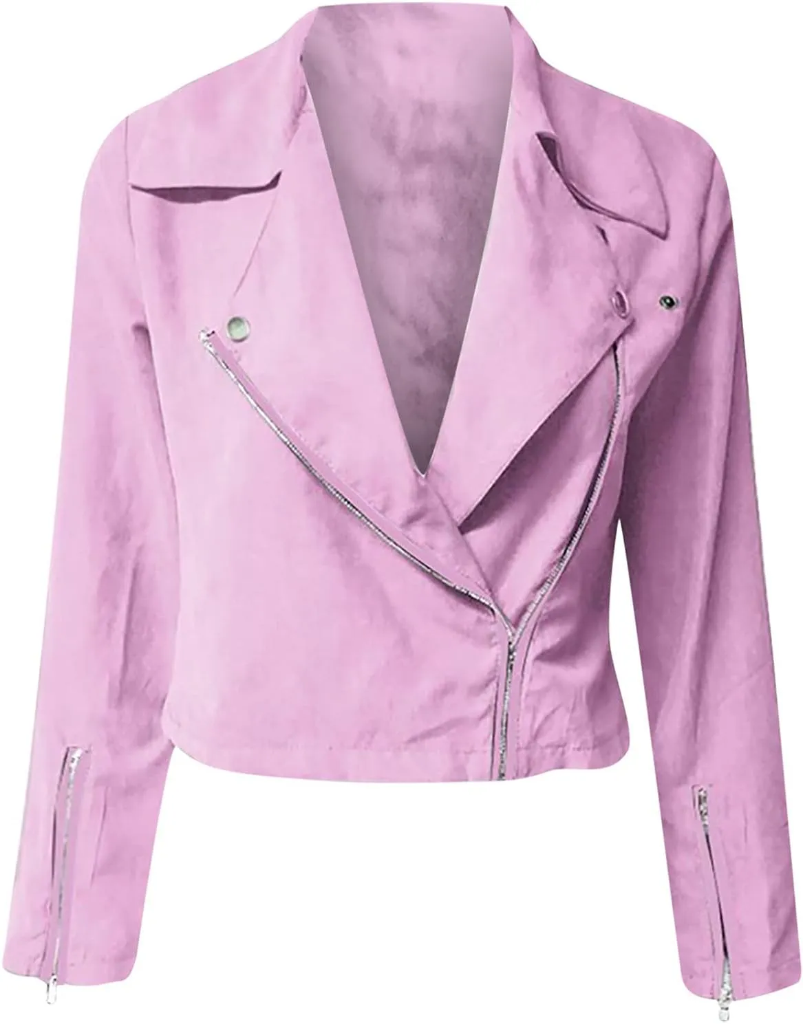 Faux Leather Jackets for Women 2023 Fall Fashion Suede Cropped Jacket Lightweight Zip Up Motorcycle Jacket Tops