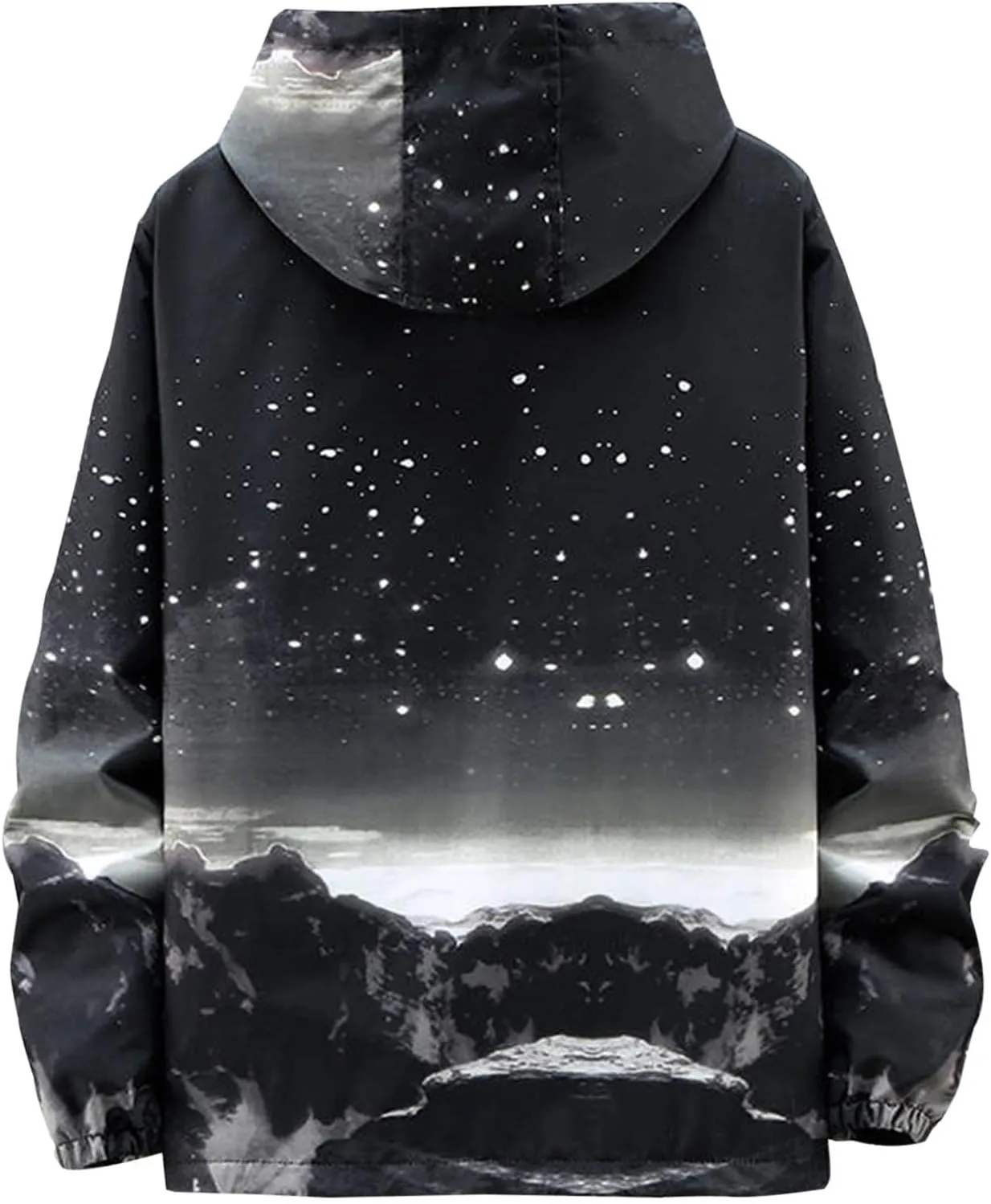 Finelylove Mens Lightweight Casual Jacket Gardient Hooded Windbreaker Full Zip Fashion Graphic Jacket with Zip Pockets
