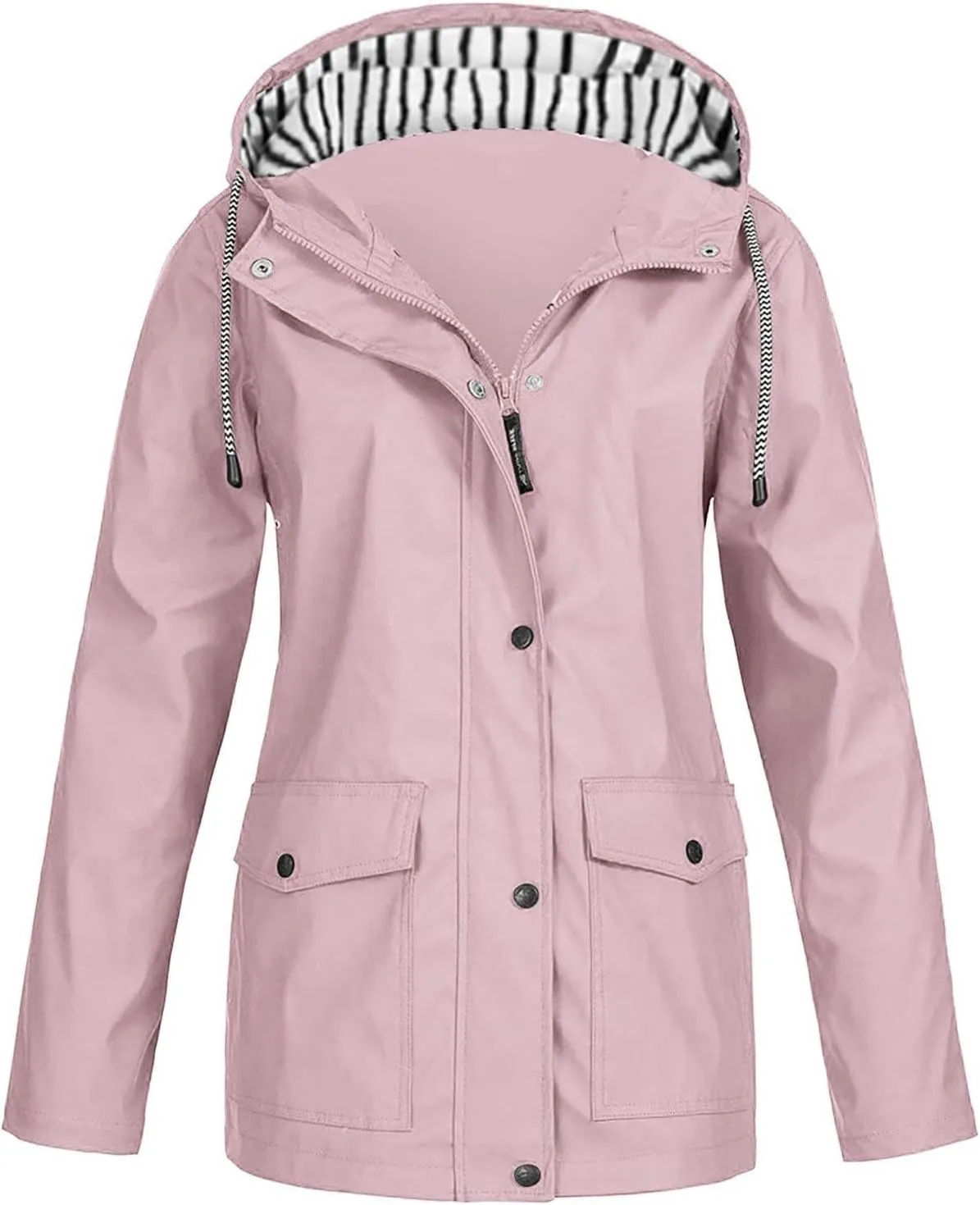 FONMA Rain Coats for Women Plus Size Waterproof Hoodie Jacket Windproof Windbreaker Lightweight Raincoat Drawstring Pockets