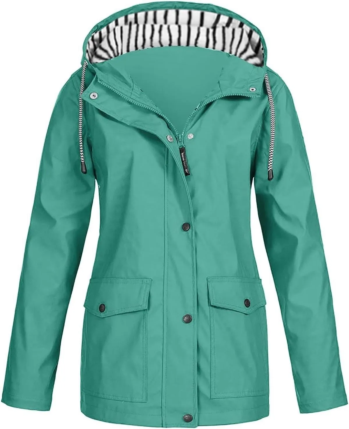 FONMA Rain Coats for Women Plus Size Waterproof Hoodie Jacket Windproof Windbreaker Lightweight Raincoat Drawstring Pockets