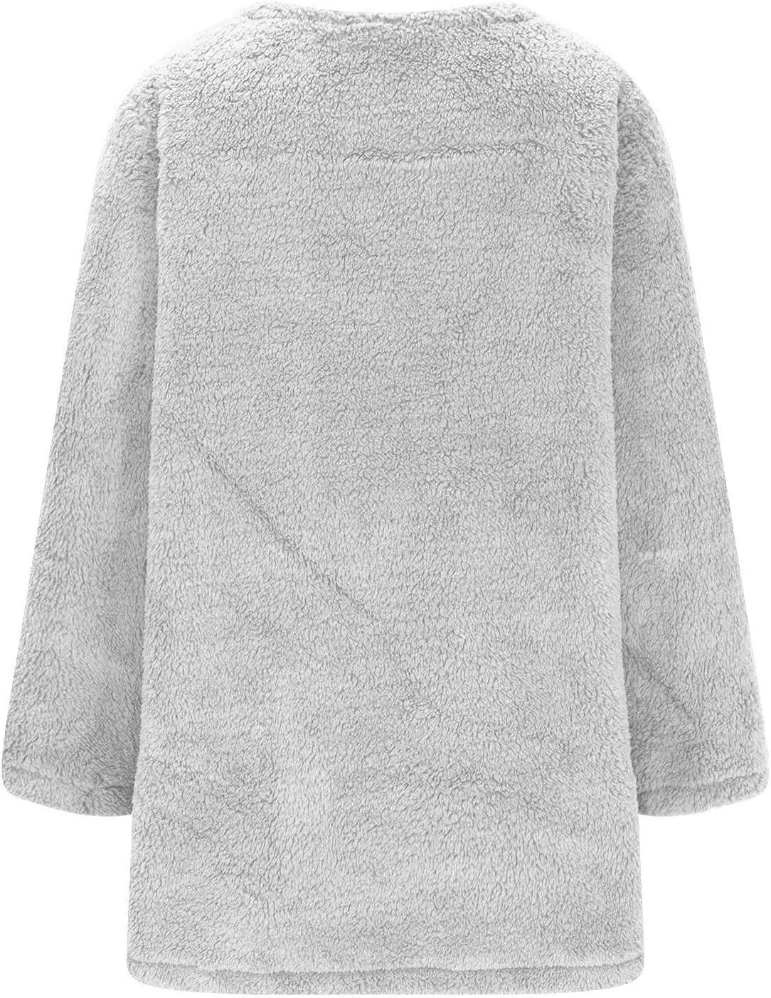 Fuzzy Fleece Pullover Women Sherpa Lined Crewneck Sweatshirts 2024 Trendy Winter Warm Faux Fur Loungewear with Pockets