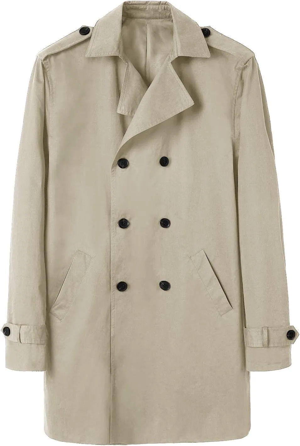 Gafeng Mens Double Breasted Trench Coat Notched Lapel Casual Slim Fit Long Windbreaker Overcoat