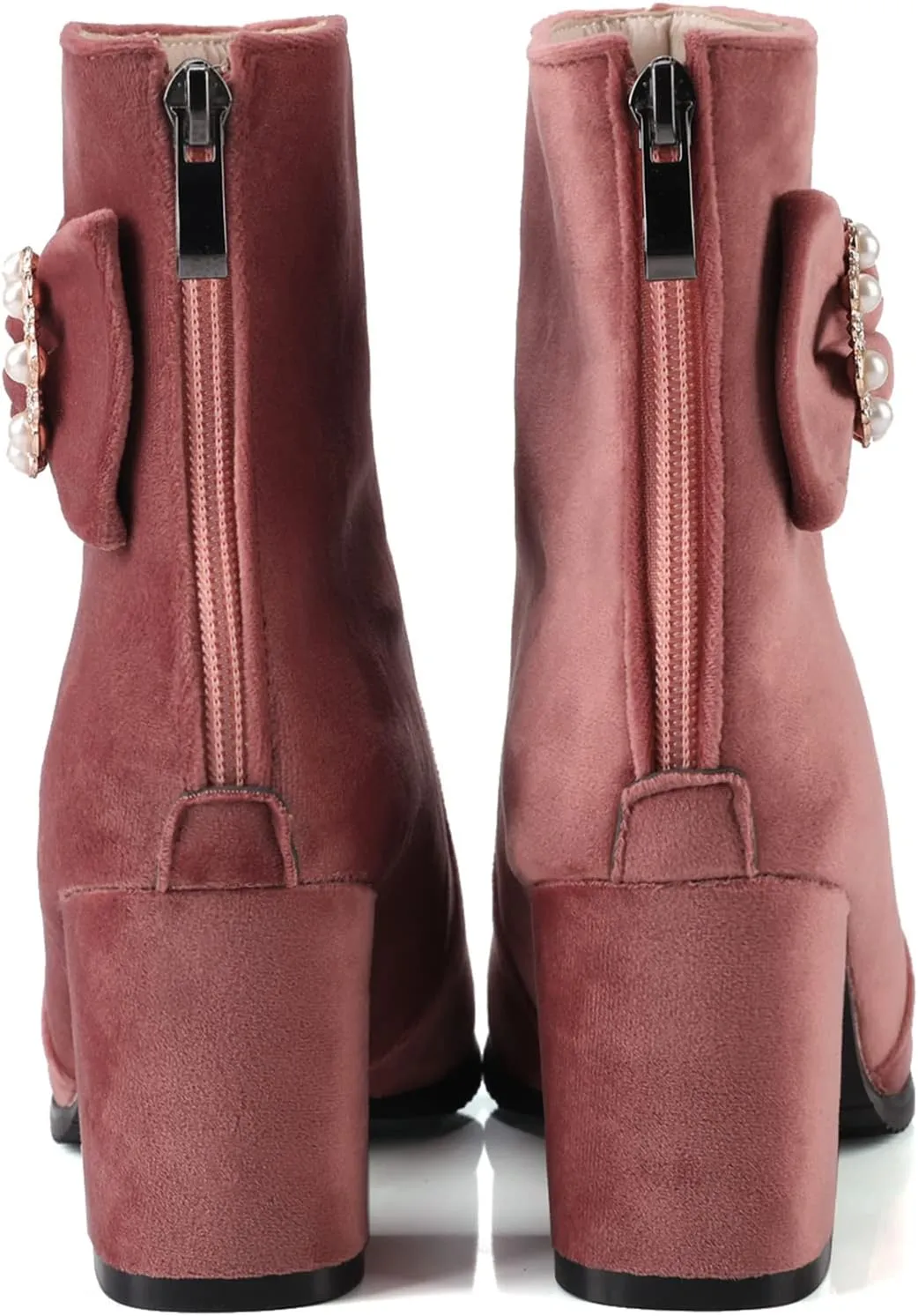 Gicoiz Women Round Toe Block Heels Winter Chelsea Boots