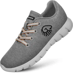GIESSWEIN Merino Runners Men - Breathable Merino Wool 3D Stretch Sneakers, Lightweight Men's Casual Shoes with Replaceable Footbed Grey