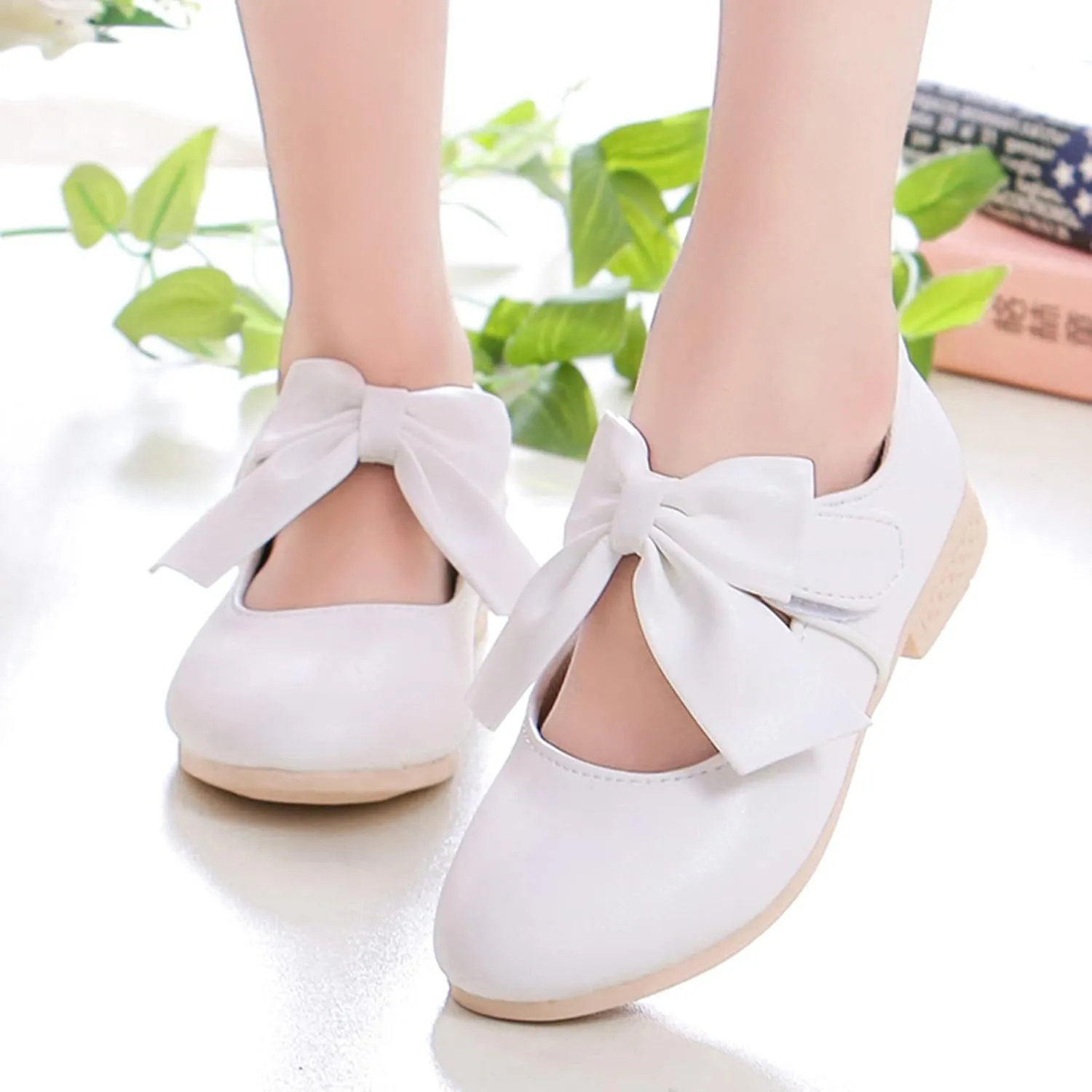 Girls Mary Jane Dress Shoes Bows Low Heels Flower Girl Wedding Church Shoes Toddler Little Kids Pump Shoes