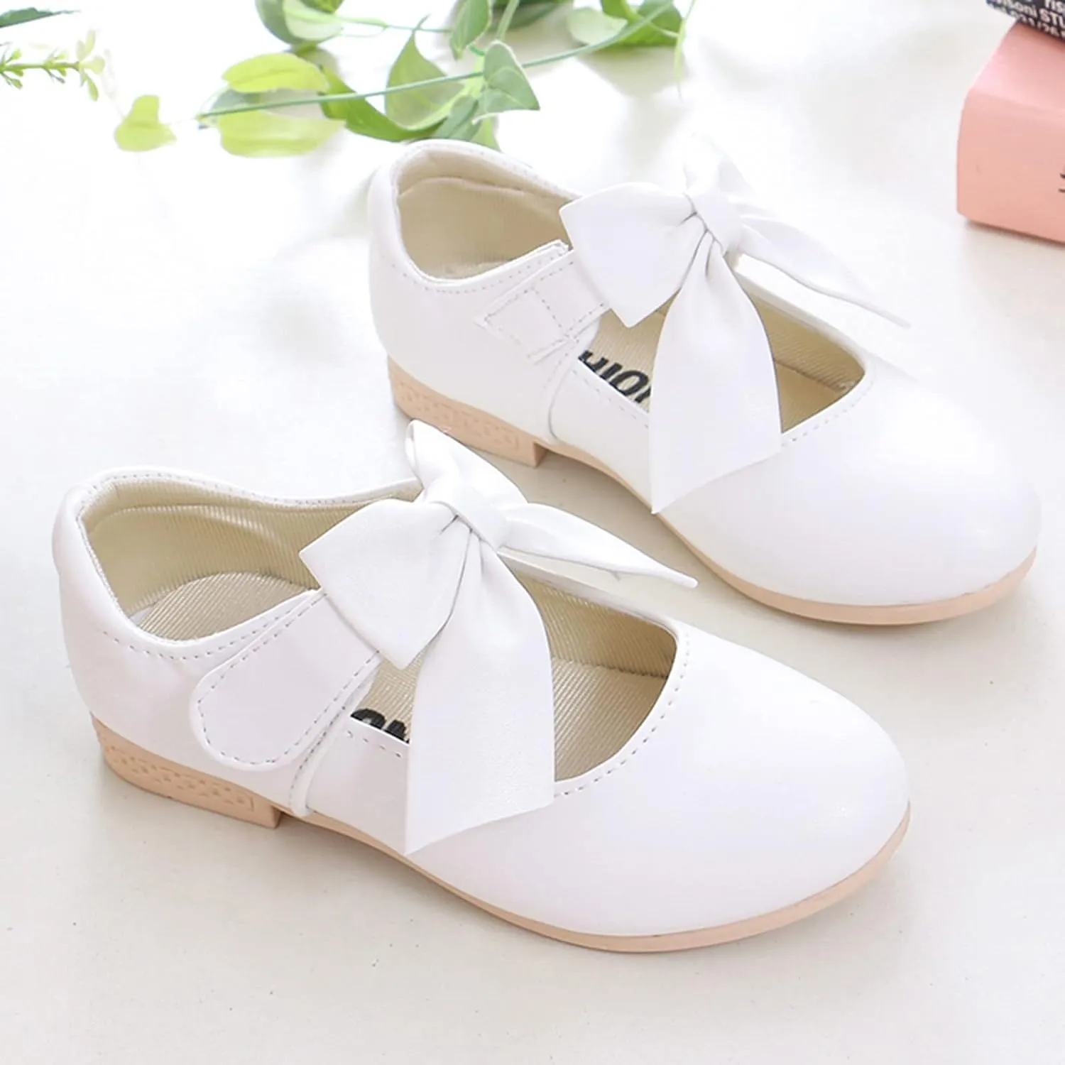 Girls Mary Jane Dress Shoes Bows Low Heels Flower Girl Wedding Church Shoes Toddler Little Kids Pump Shoes