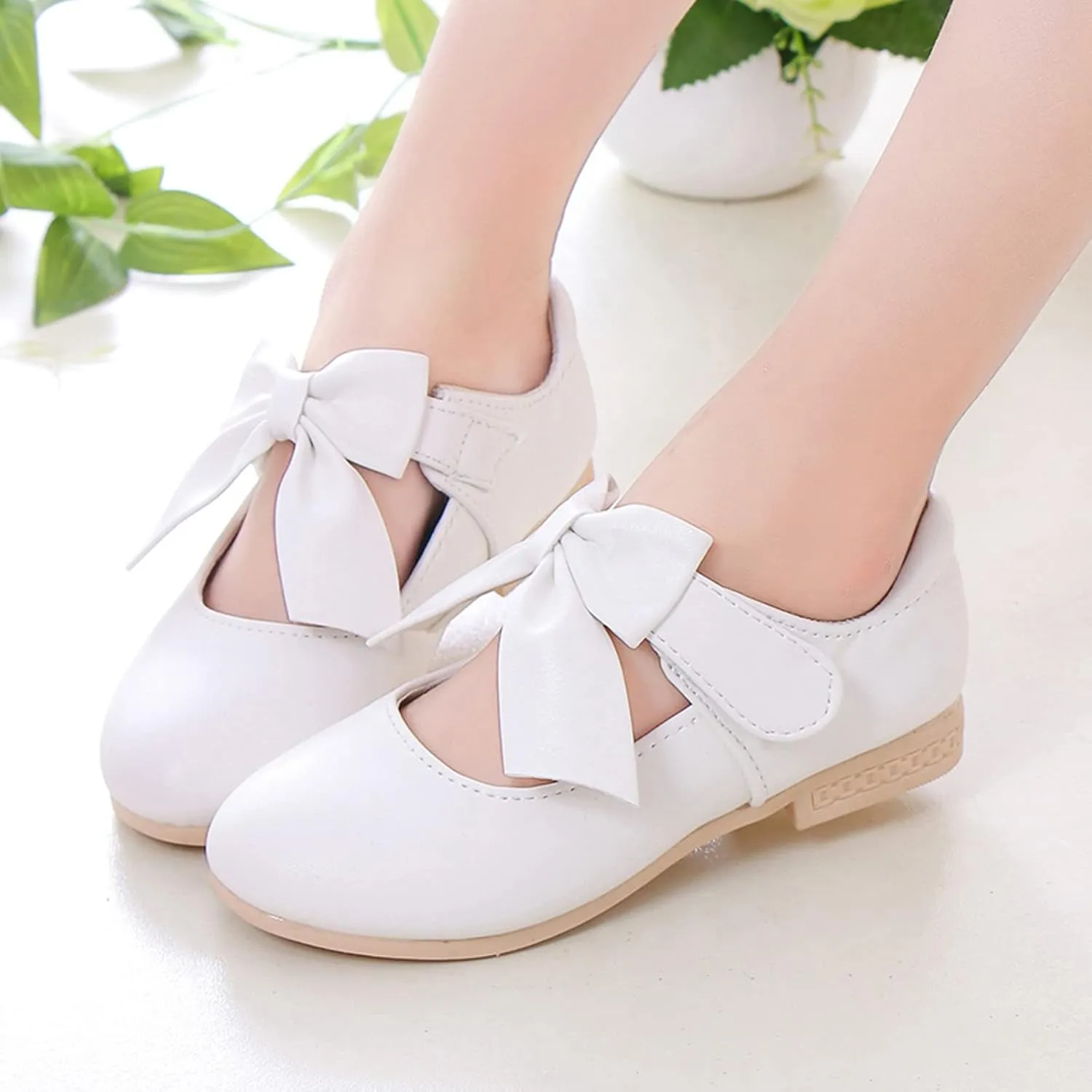 Girls Mary Jane Dress Shoes Bows Low Heels Flower Girl Wedding Church Shoes Toddler Little Kids Pump Shoes