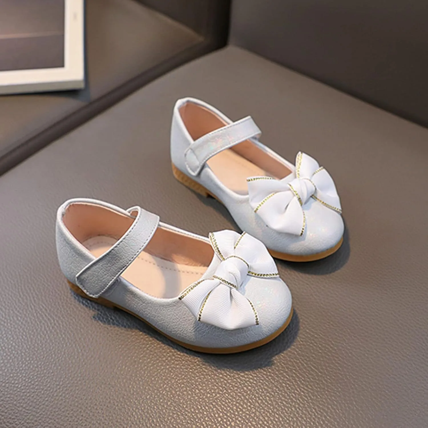 Girls Mary Jane Toddler Flower Baby Dress Shoes Little Girl Ballet Flats Bow Strap for Wedding Party School