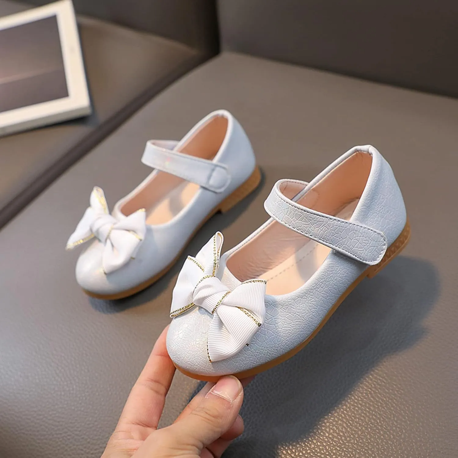 Girls Mary Jane Toddler Flower Baby Dress Shoes Little Girl Ballet Flats Bow Strap for Wedding Party School