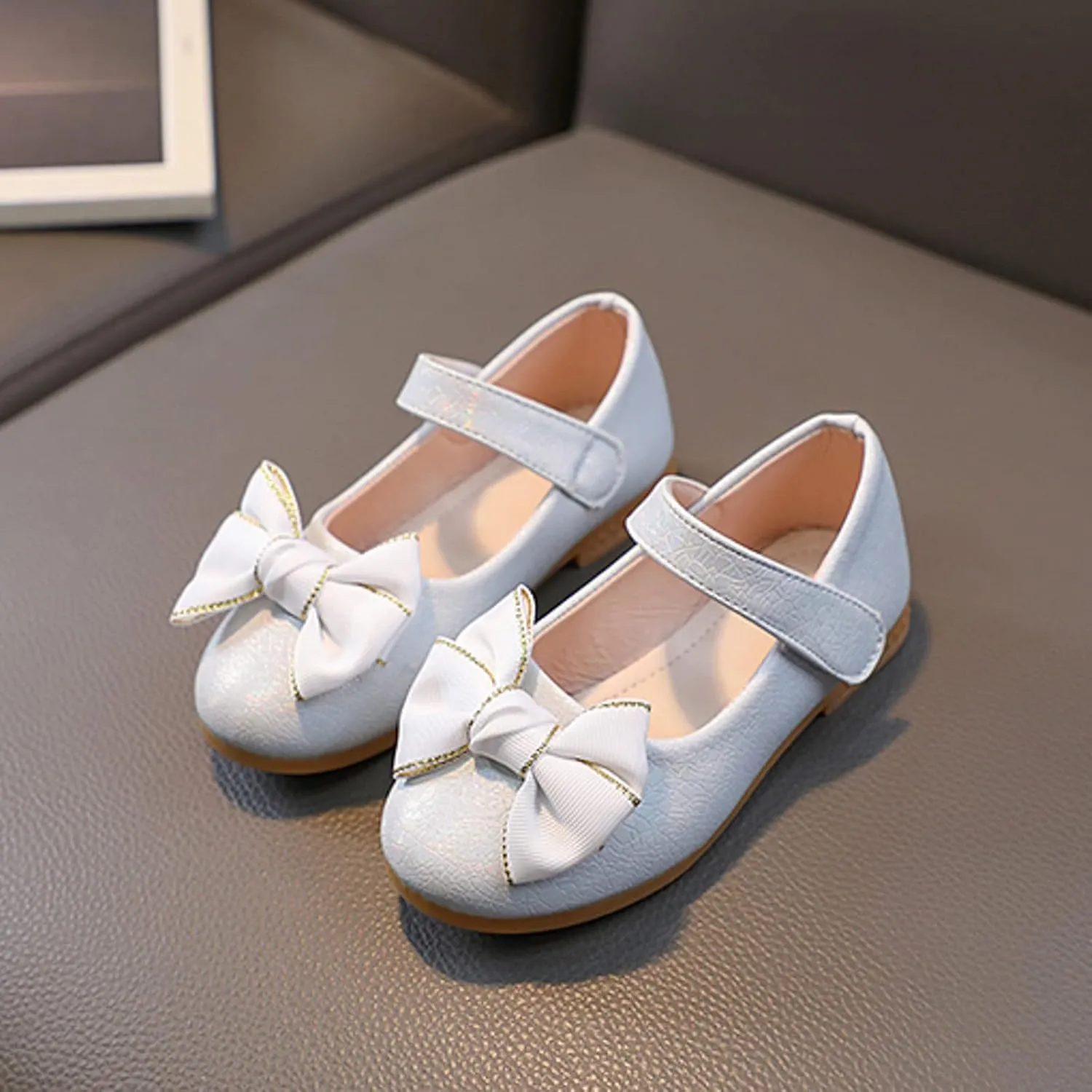 Girls Mary Jane Toddler Flower Baby Dress Shoes Little Girl Ballet Flats Bow Strap for Wedding Party School