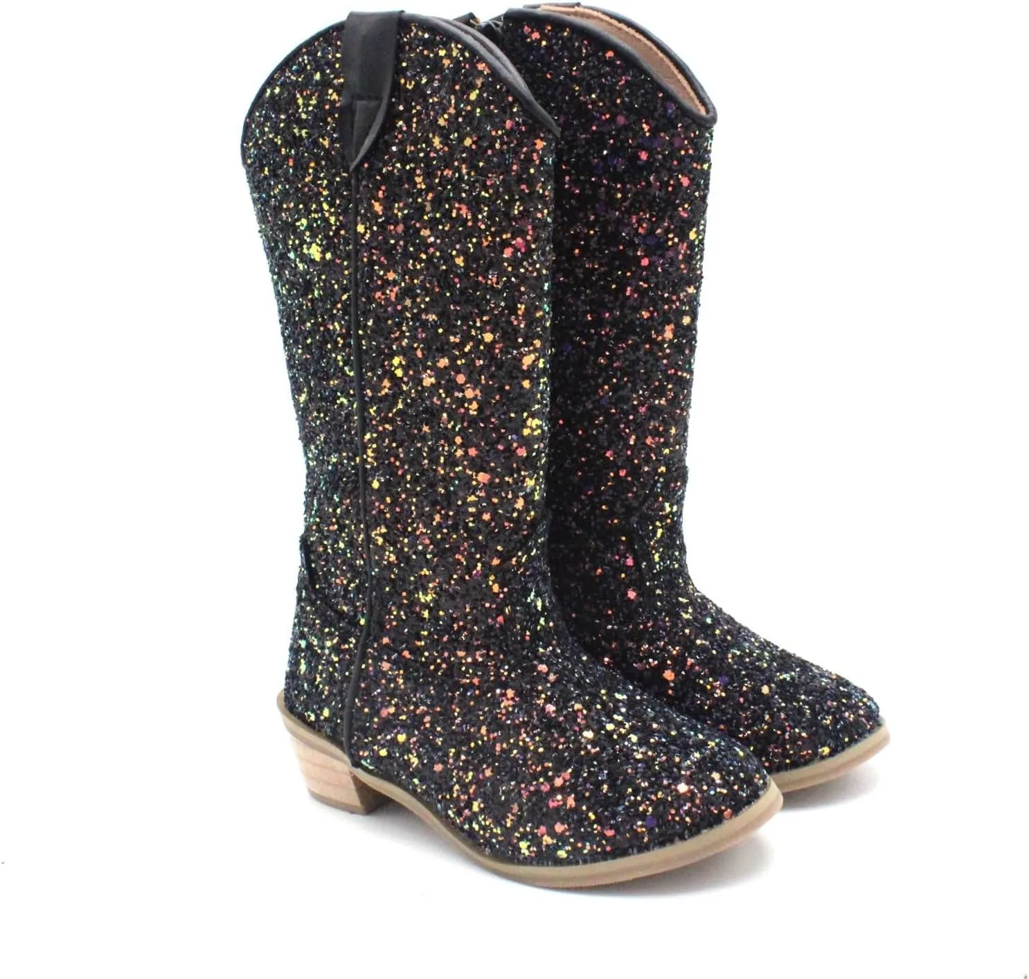 Girls Sequin Sparkly Cowboy Boots Kids hinestone Glitter Low Heel Wedding Dress Booties Western Girls Boots Wedge Heel