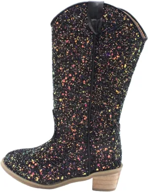 Girls Sequin Sparkly Cowboy Boots Kids hinestone Glitter Low Heel Wedding Dress Booties Western Girls Boots Wedge Heel