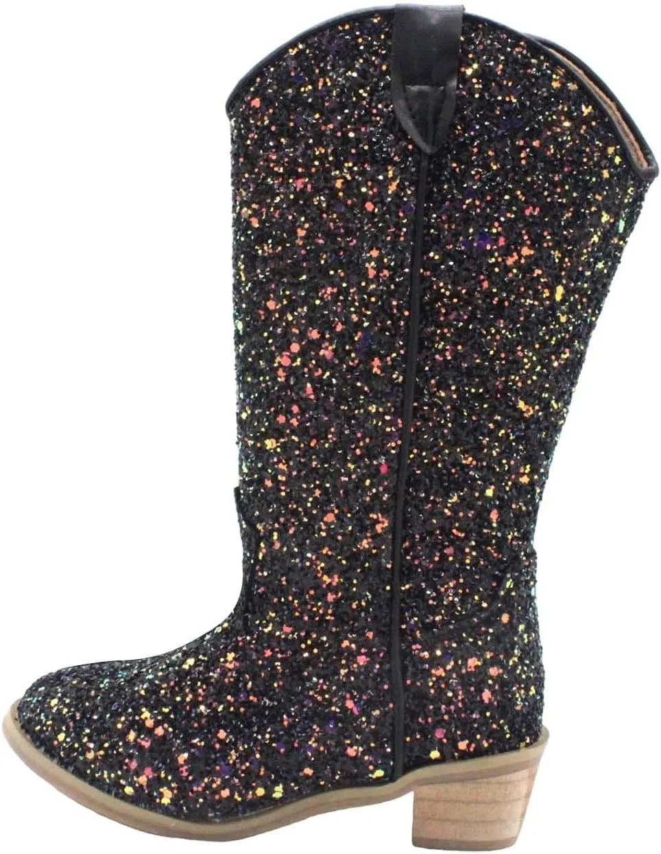 Girls Sequin Sparkly Cowboy Boots Kids hinestone Glitter Low Heel Wedding Dress Booties Western Girls Boots Wedge Heel