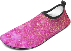 Glam Pink Gold Glitter Ombre Sparkles Men Women Water Shoes Quick-Dry Aqua Socks Barefoot Slip-on for Beach Swim Sport Surf Yoga Exercise