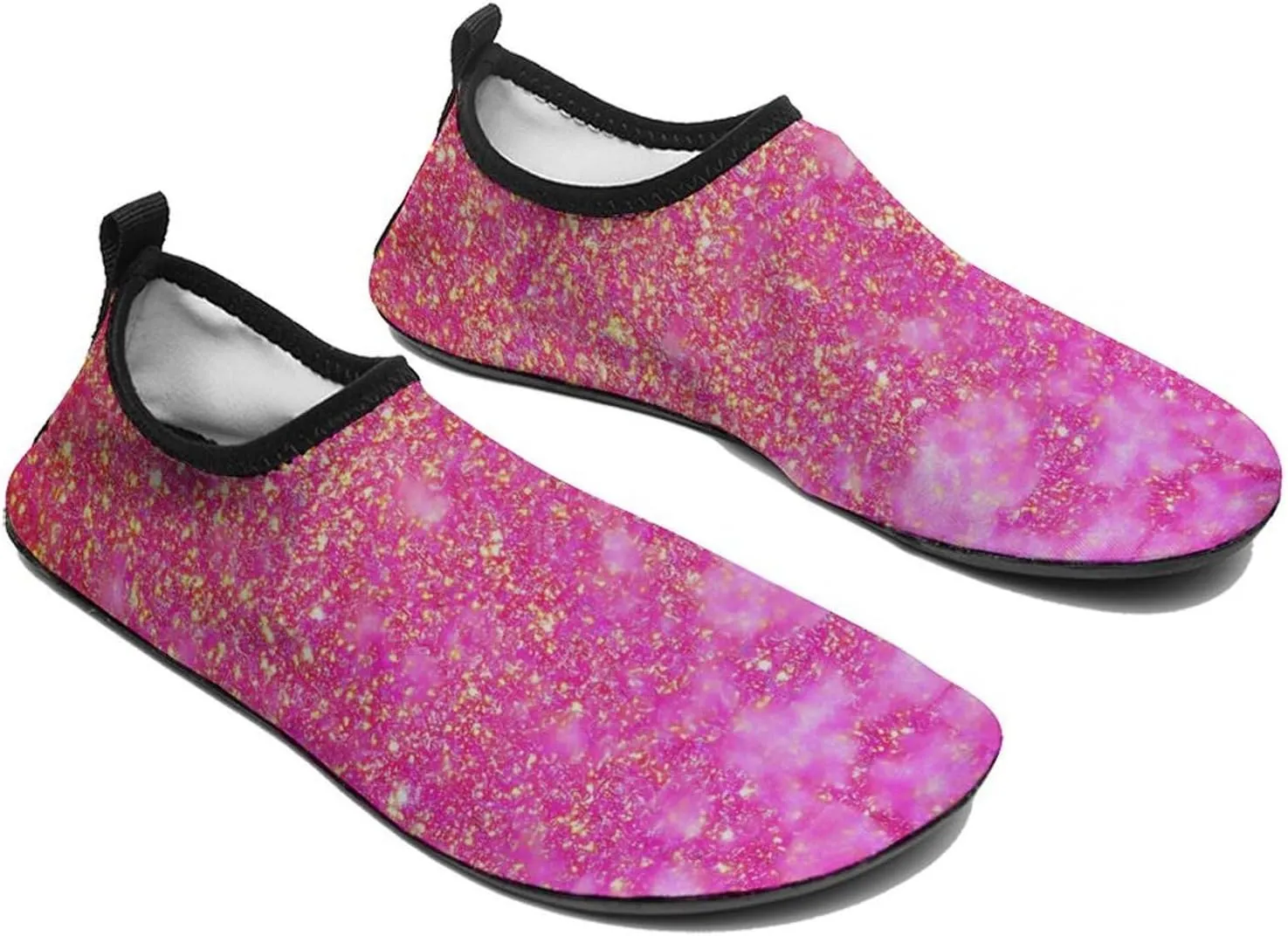 Glam Pink Gold Glitter Ombre Sparkles Men Women Water Shoes Quick-Dry Aqua Socks Barefoot Slip-on for Beach Swim Sport Surf Yoga Exercise