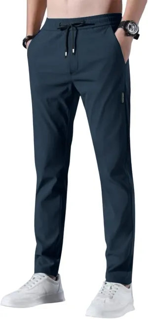 Glide Pants Men Quick Dry Breathable Pants Stretch Drawstring Lightweight Summer Active Hiking Trousers with Pockets