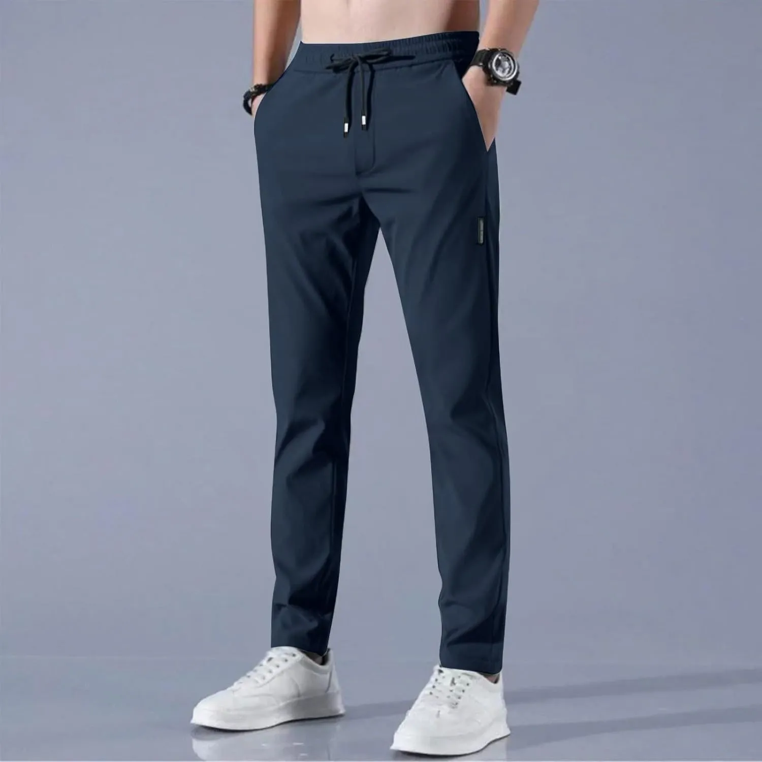 Glide Pants Men Quick Dry Breathable Pants Stretch Drawstring Lightweight Summer Active Hiking Trousers with Pockets
