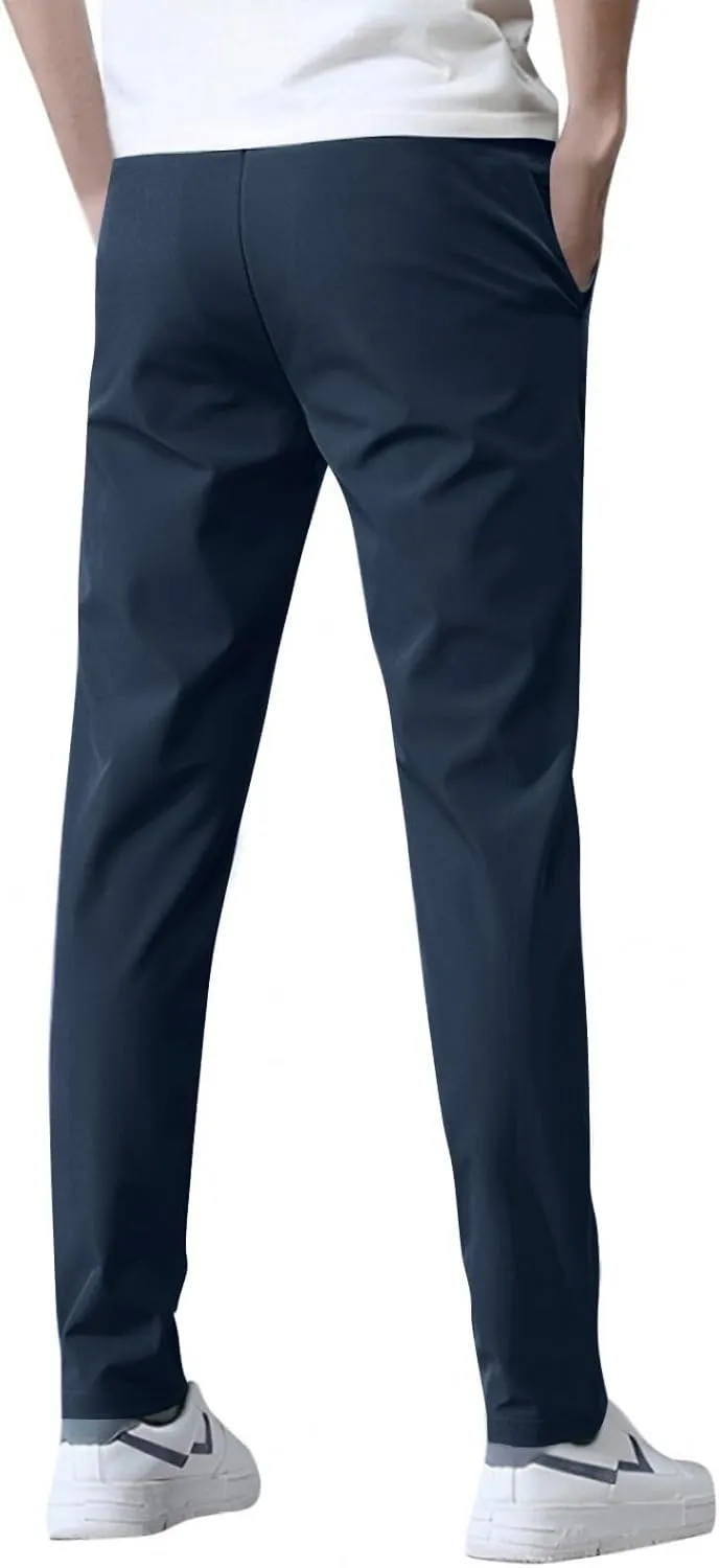 Glide Pants Men Quick Dry Breathable Pants Stretch Drawstring Lightweight Summer Active Hiking Trousers with Pockets