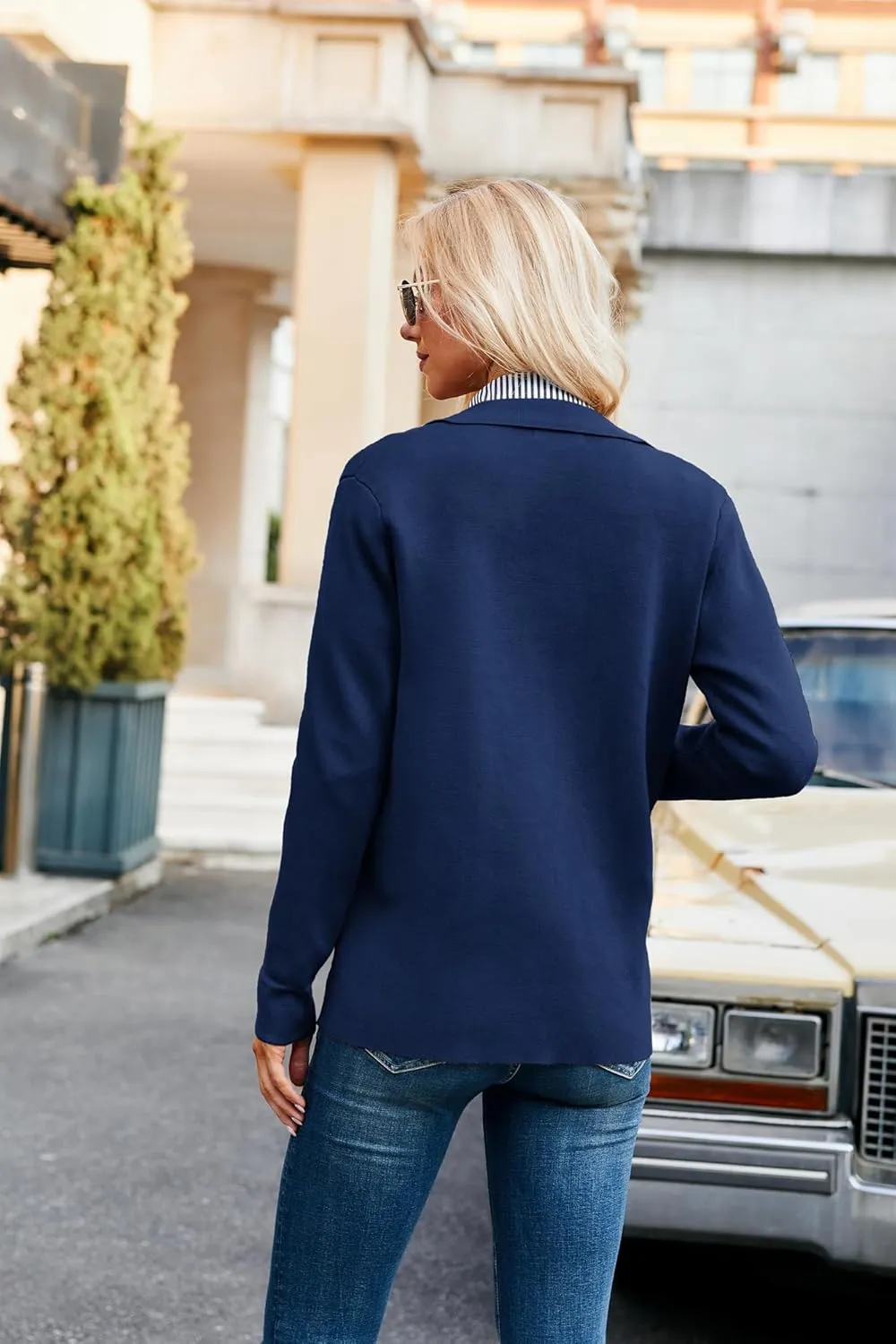 GRACE KARIN Women Casual Cardigan Knit Button Down Shirts Long Sleeve Shacket Jacket with Pockets