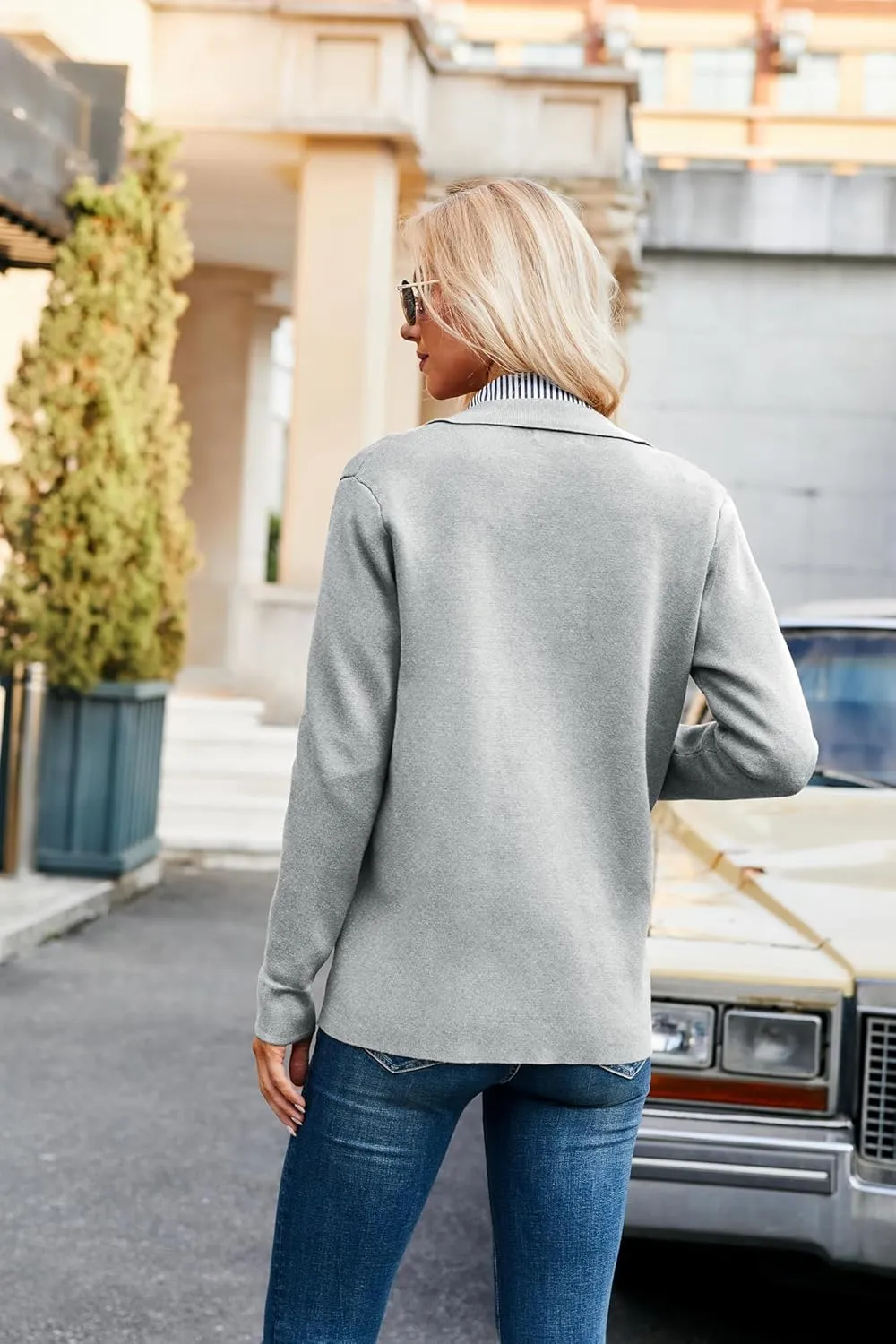 GRACE KARIN Women Casual Cardigan Knit Button Down Shirts Long Sleeve Shacket Jacket with Pockets