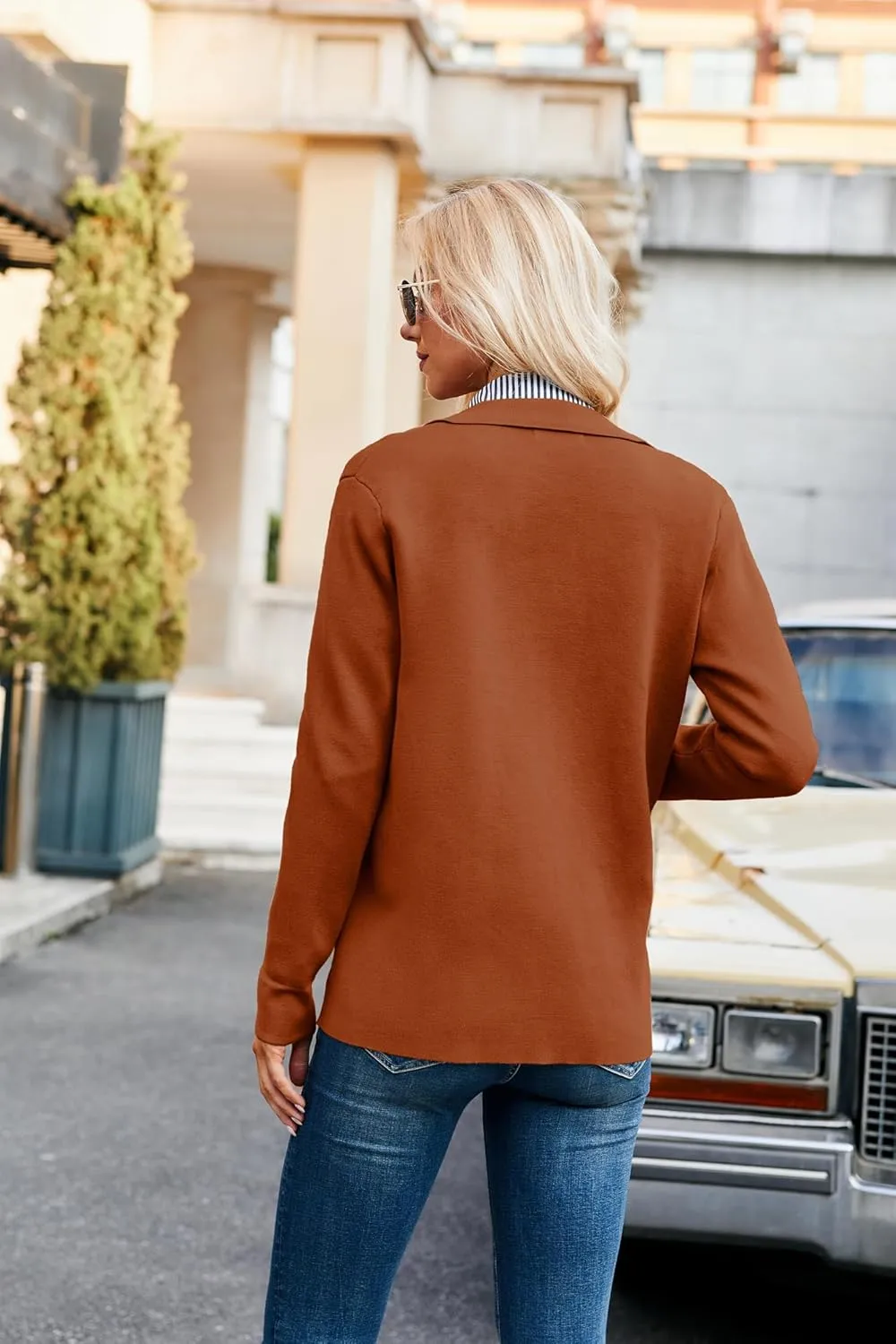 GRACE KARIN Women Casual Cardigan Knit Button Down Shirts Long Sleeve Shacket Jacket with Pockets