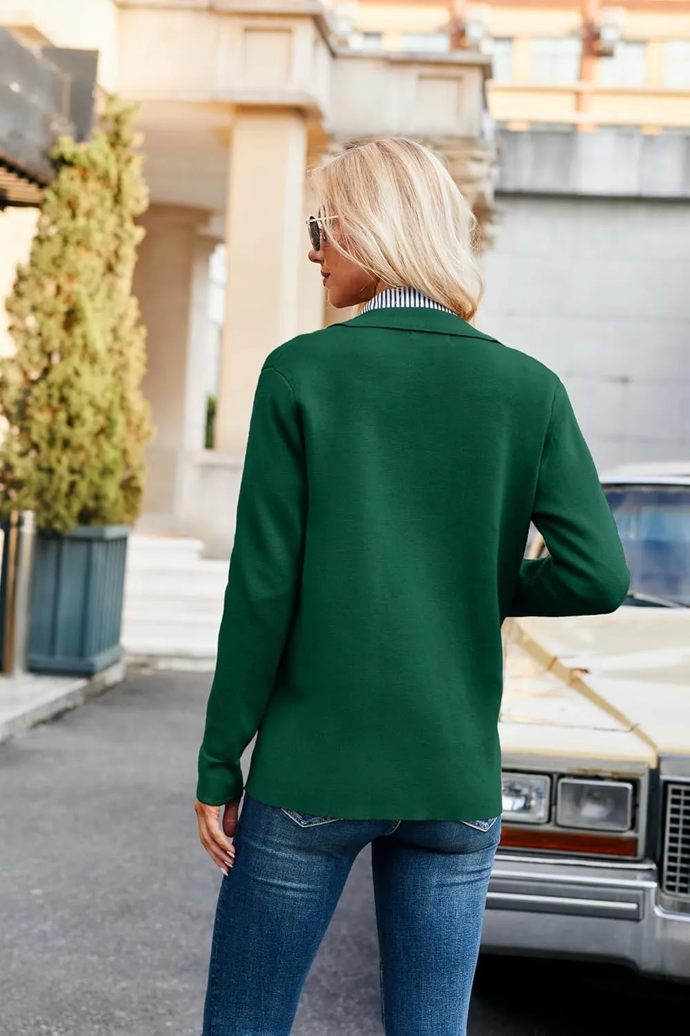 GRACE KARIN Women Casual Cardigan Knit Button Down Shirts Long Sleeve Shacket Jacket with Pockets