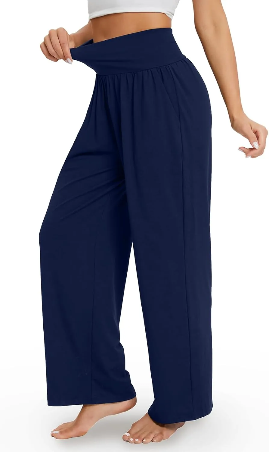 Gracyoga Wide Leg Yoga Pants for Women Casual Loose Cozy Sweatpants High Waisted Lounge Pajama Flowy Pants With Pockets