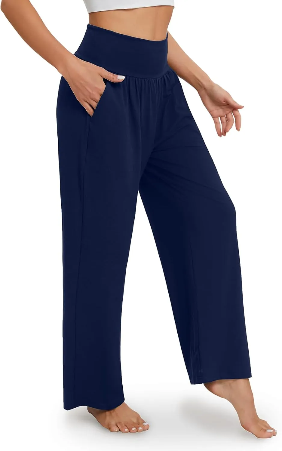 Gracyoga Wide Leg Yoga Pants for Women Casual Loose Cozy Sweatpants High Waisted Lounge Pajama Flowy Pants With Pockets