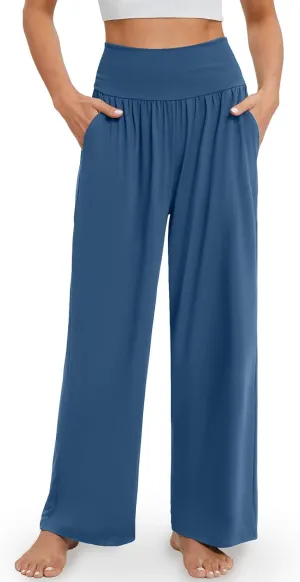 Gracyoga Wide Leg Yoga Pants for Women Casual Loose Cozy Sweatpants High Waisted Lounge Pajama Flowy Pants With Pockets