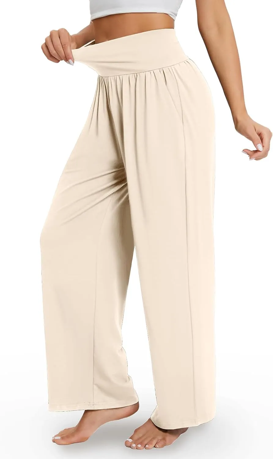 Gracyoga Wide Leg Yoga Pants for Women Casual Loose Cozy Sweatpants High Waisted Lounge Pajama Flowy Pants With Pockets