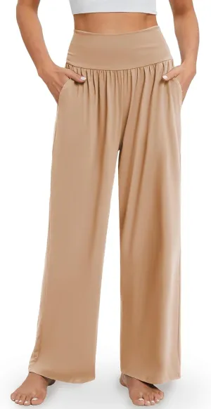 Gracyoga Wide Leg Yoga Pants for Women Casual Loose Cozy Sweatpants High Waisted Lounge Pajama Flowy Pants With Pockets
