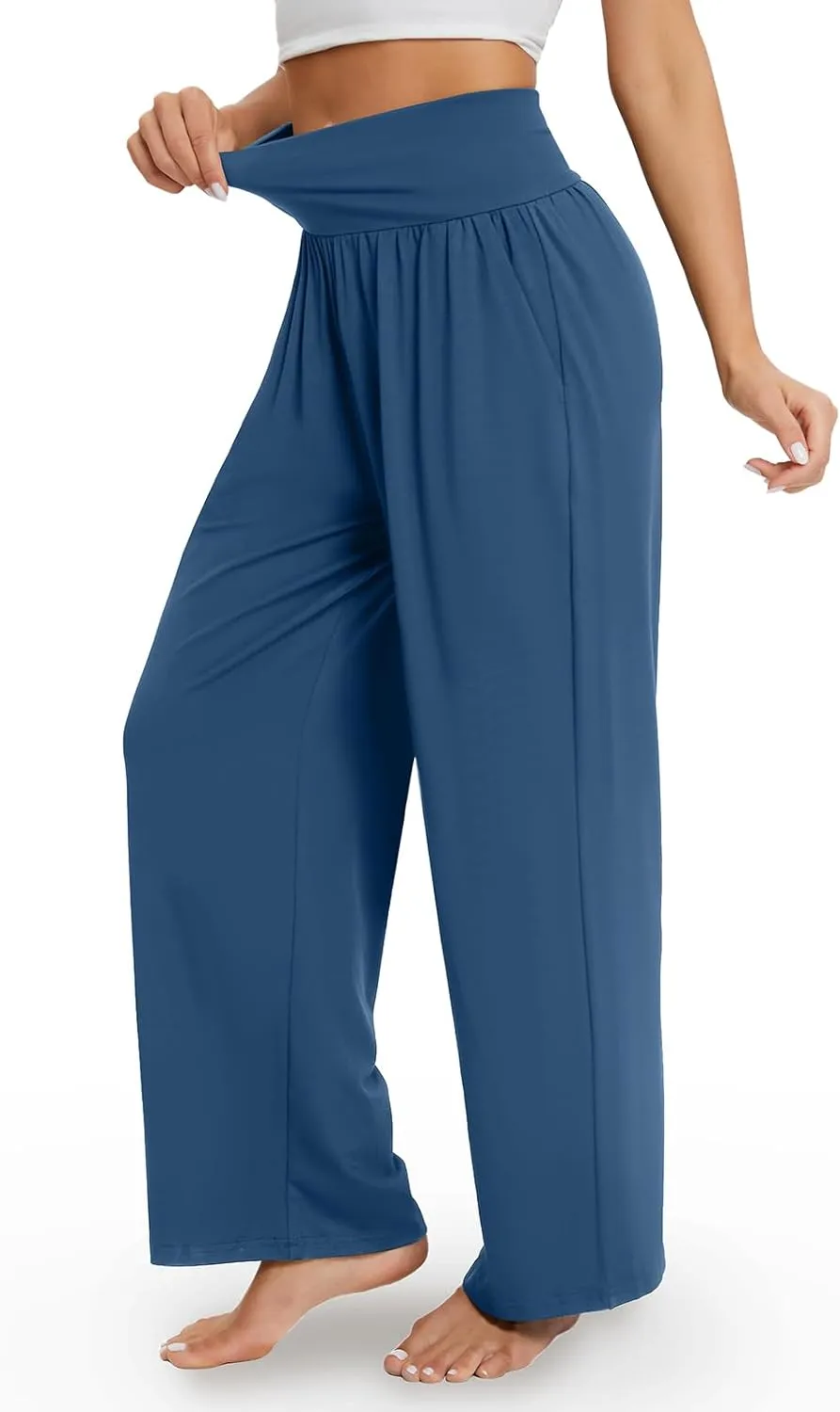 Gracyoga Wide Leg Yoga Pants for Women Casual Loose Cozy Sweatpants High Waisted Lounge Pajama Flowy Pants With Pockets
