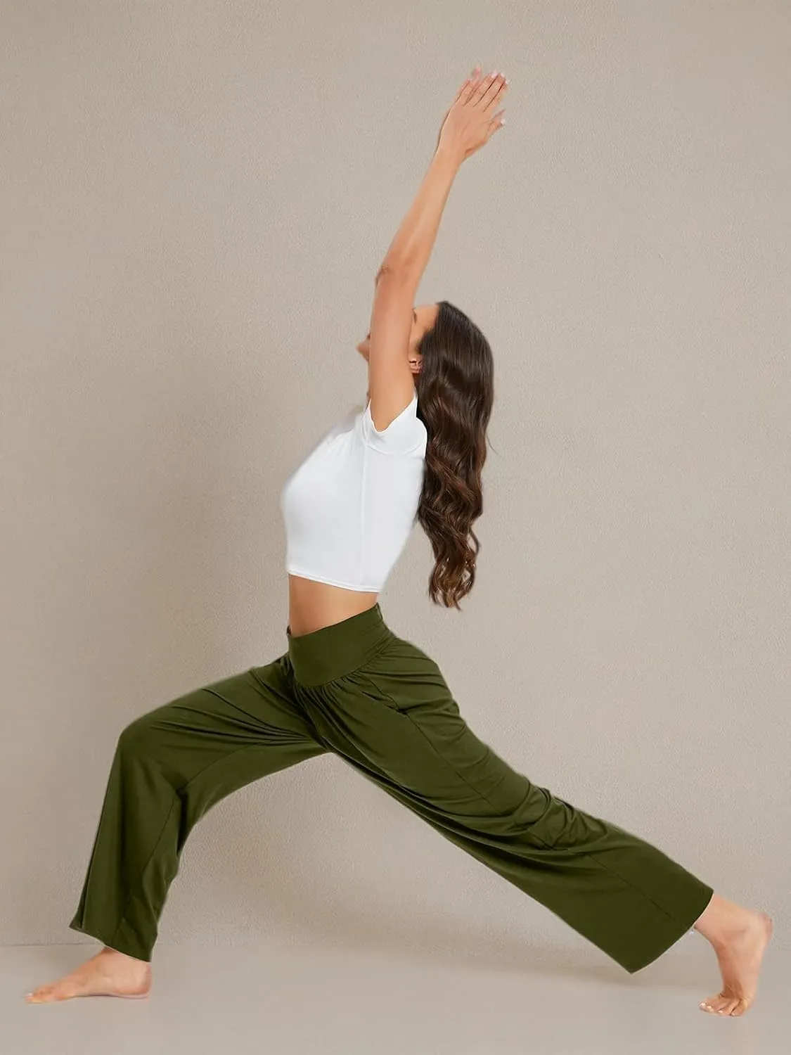 Gracyoga Wide Leg Yoga Pants for Women Casual Loose Cozy Sweatpants High Waisted Lounge Pajama Flowy Pants With Pockets