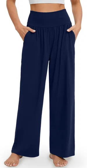 Gracyoga Wide Leg Yoga Pants for Women Casual Loose Cozy Sweatpants High Waisted Lounge Pajama Flowy Pants With Pockets