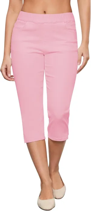 GRAPENT Capris Jeans for Women High Waisted Trendy Pull On Elastic Waist Split Hem Skinny Stretchy Denim Capri Pants