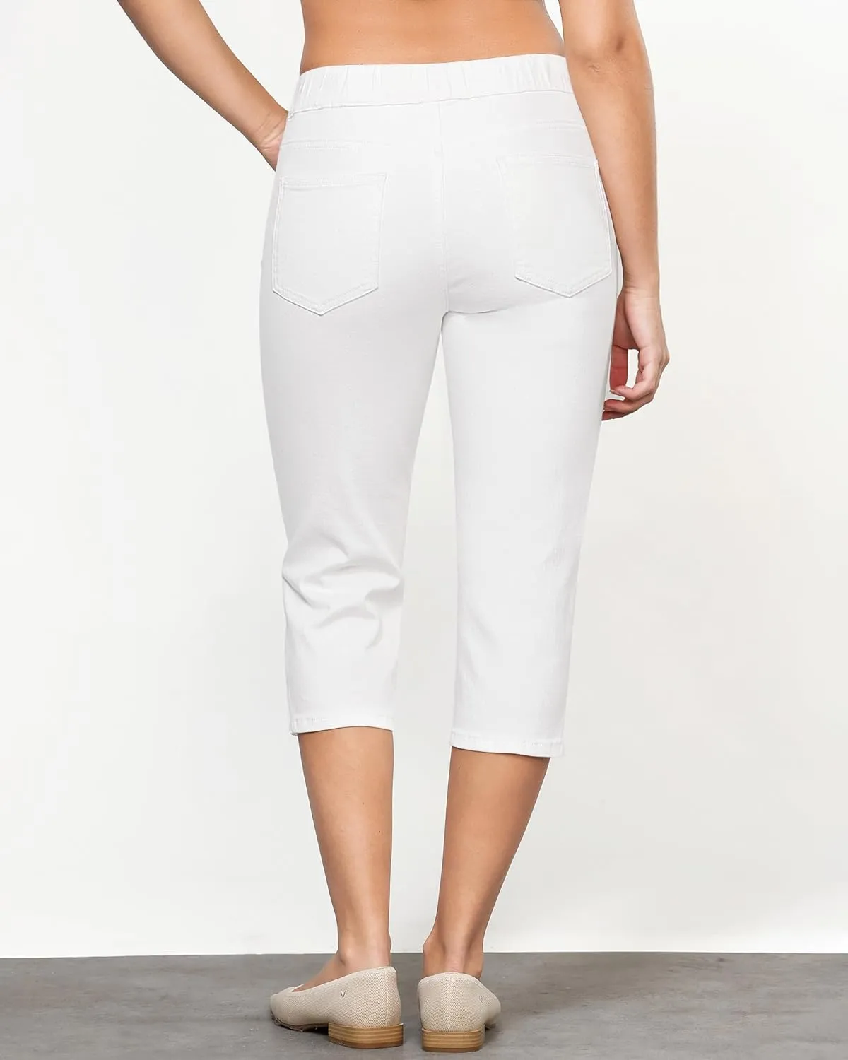 GRAPENT Capris Jeans for Women High Waisted Trendy Pull On Elastic Waist Split Hem Skinny Stretchy Denim Capri Pants