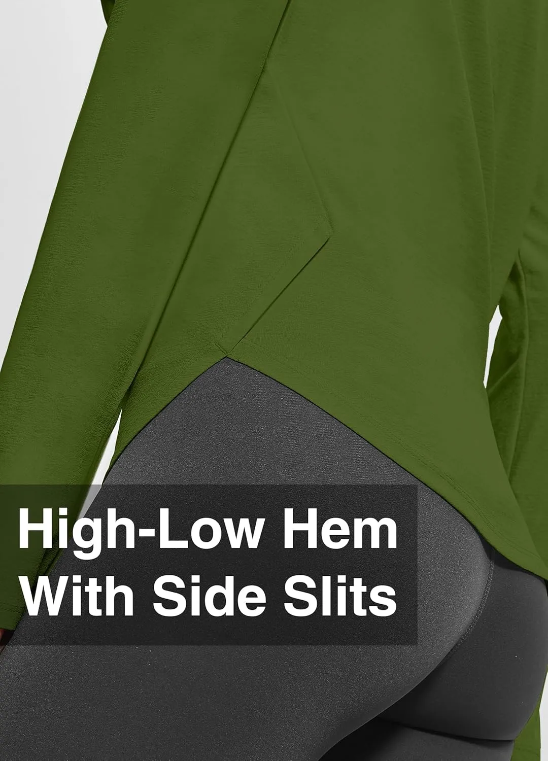 Hiverlay Long Sleeve Workout Shirts for Women V Neck UPF 50  Athletic Shirts with Thumbhole Running Loose Active T-Shirts